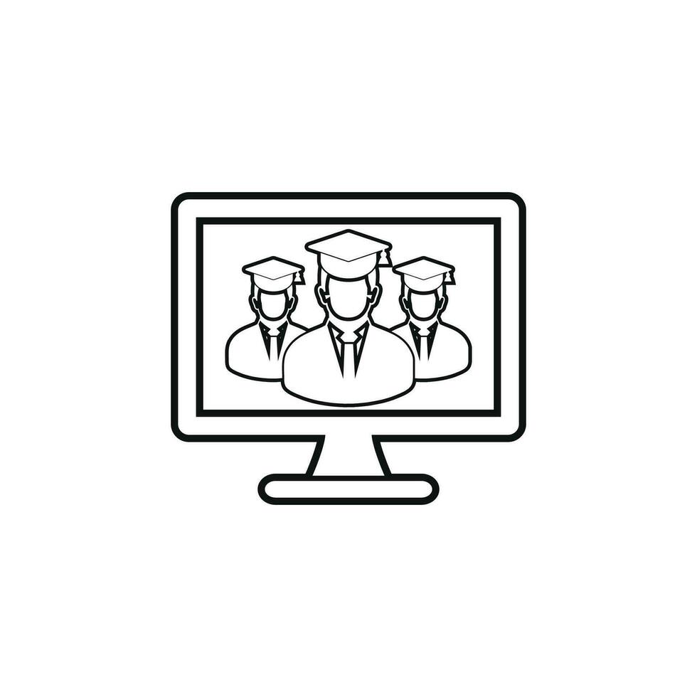 E- Learning line icon. Flat style vector. vector