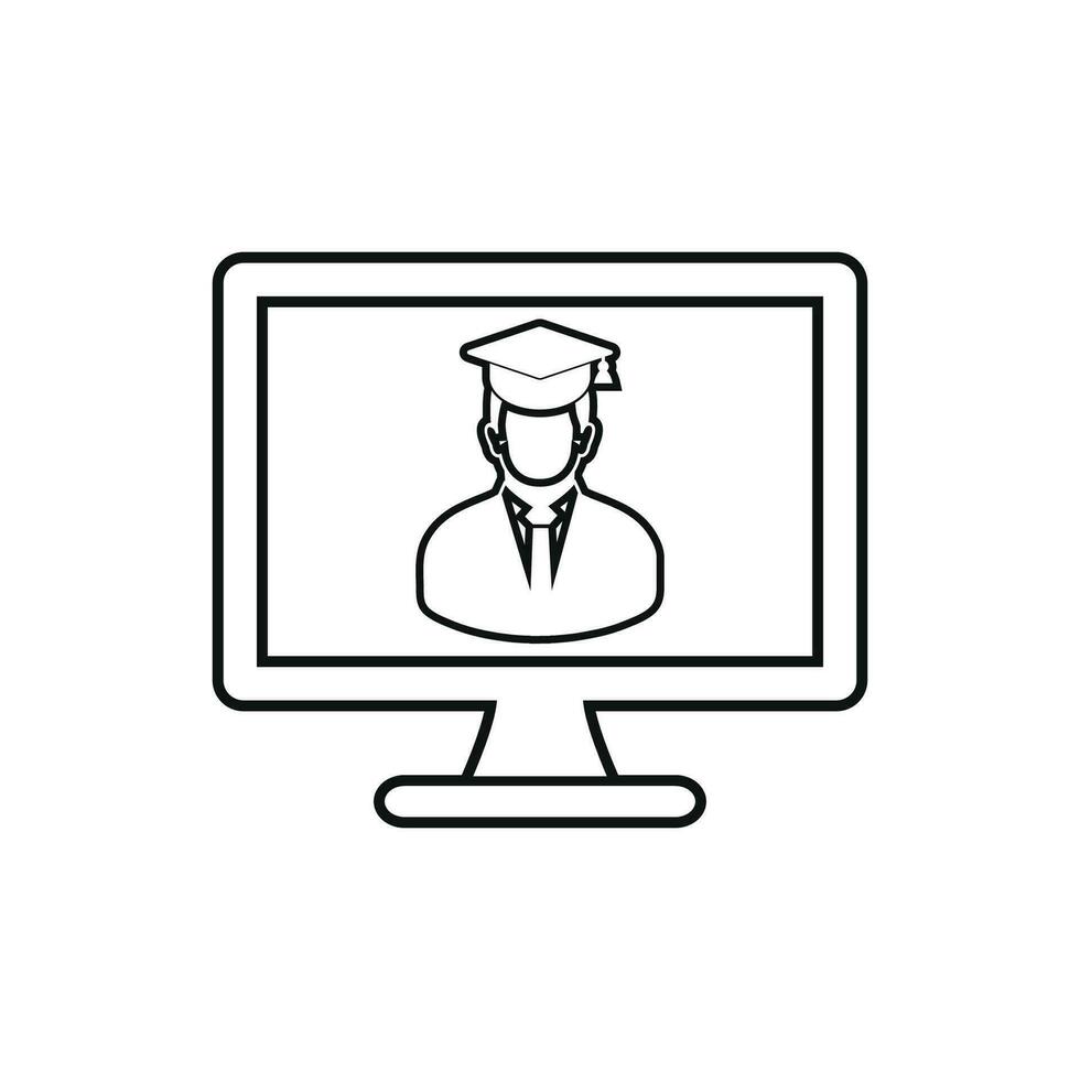 E- Learning line icon. Flat style vector. vector