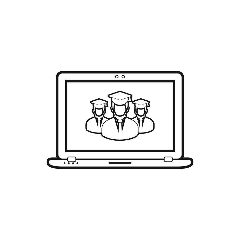 E- Learning line icon. Flat style vector. vector