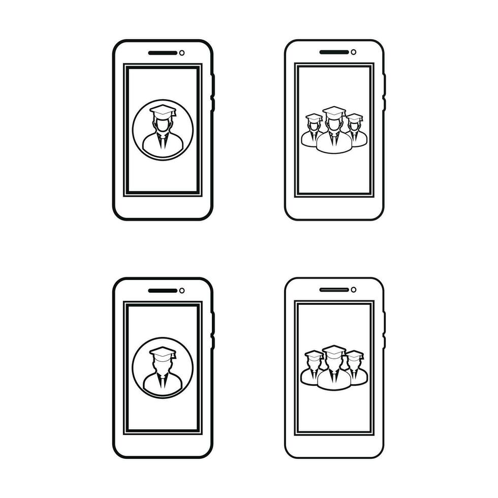 E- Learning line icon set. Flat style vector. vector