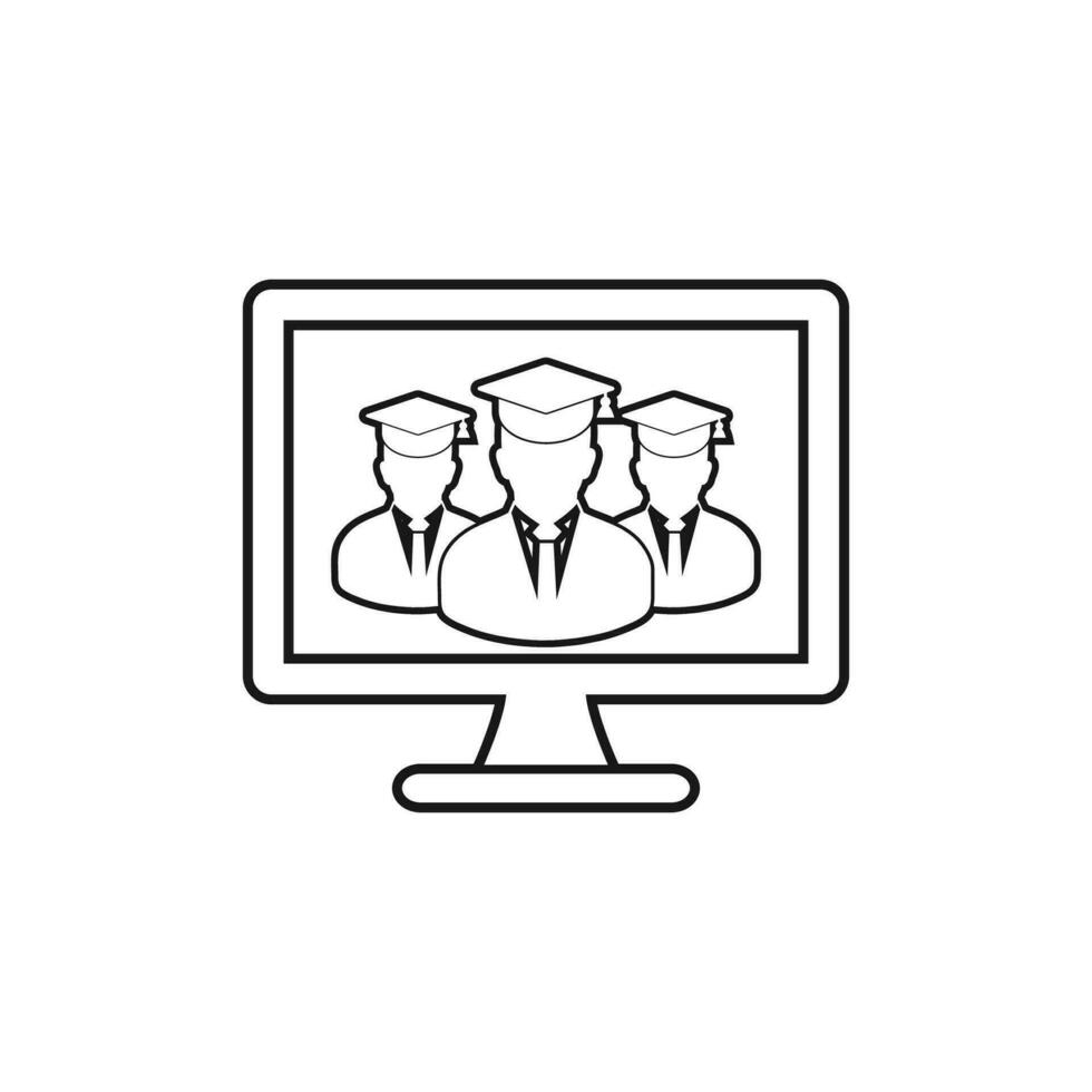 E- Learning line icon. Flat style vector. vector