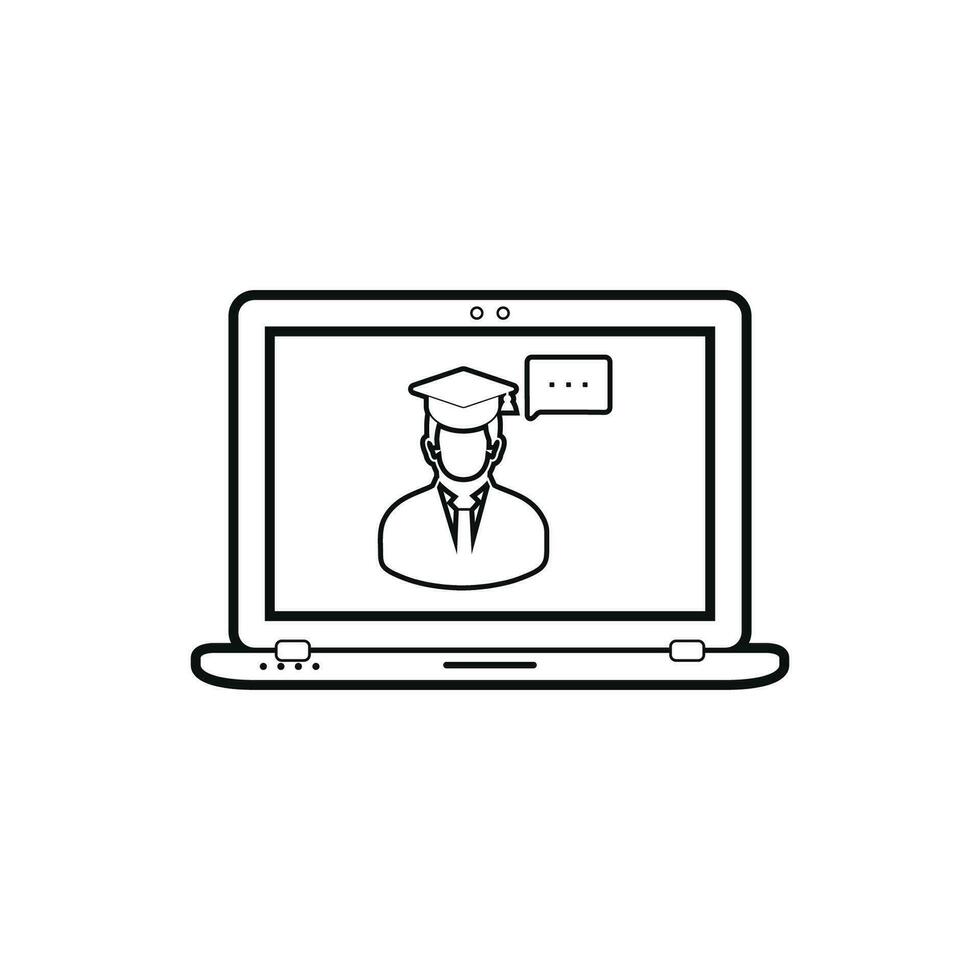 E- Learning line icon. Flat style vector. vector