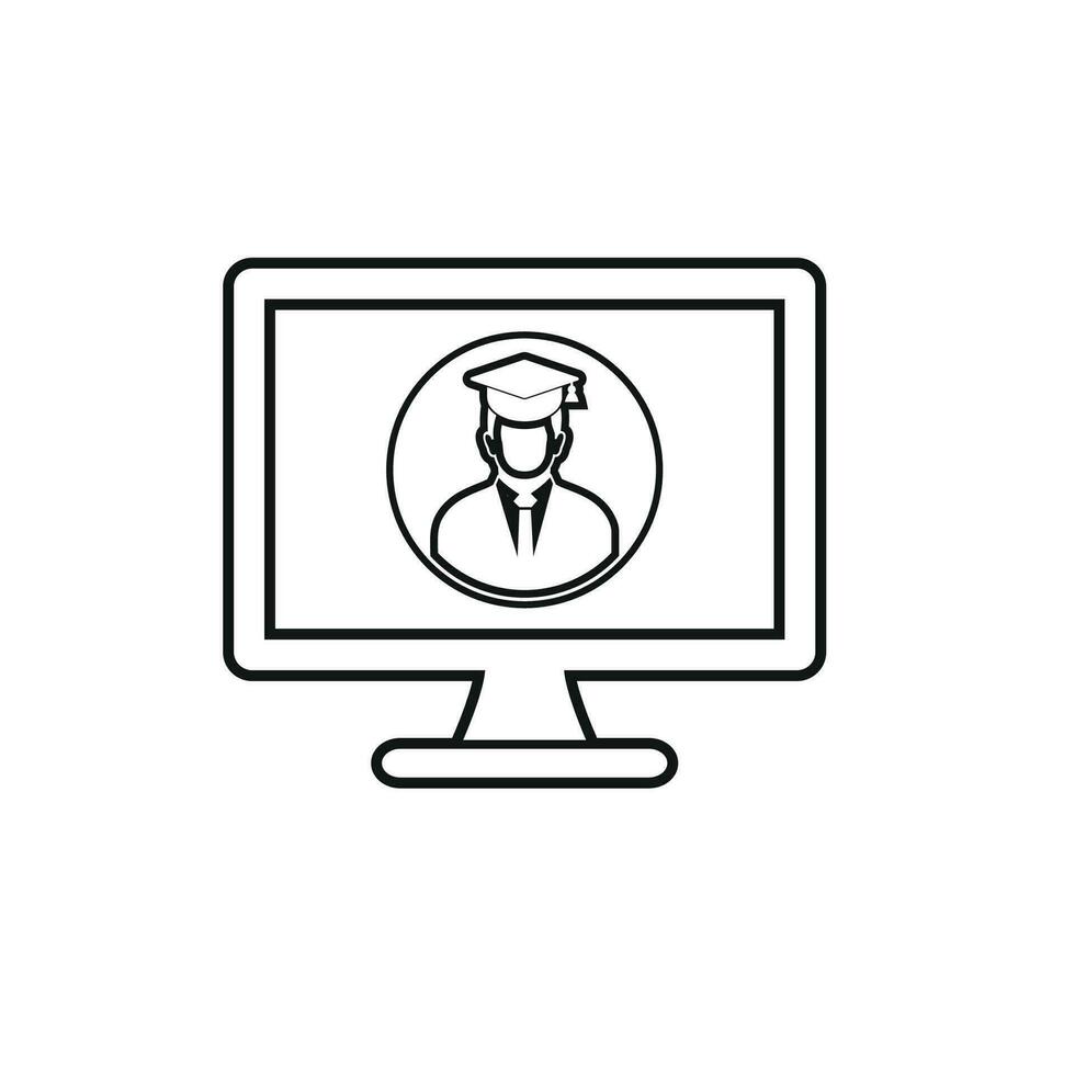 E- Learning line icon. Flat style vector. vector
