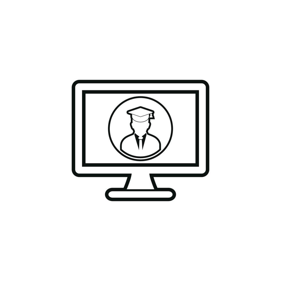 E- Learning line icon. Flat style vector. vector