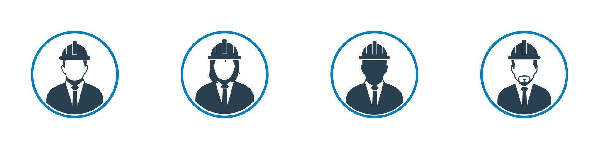 Civil Engineer Profile Icon Set. Editable Flat Vector Illustration.