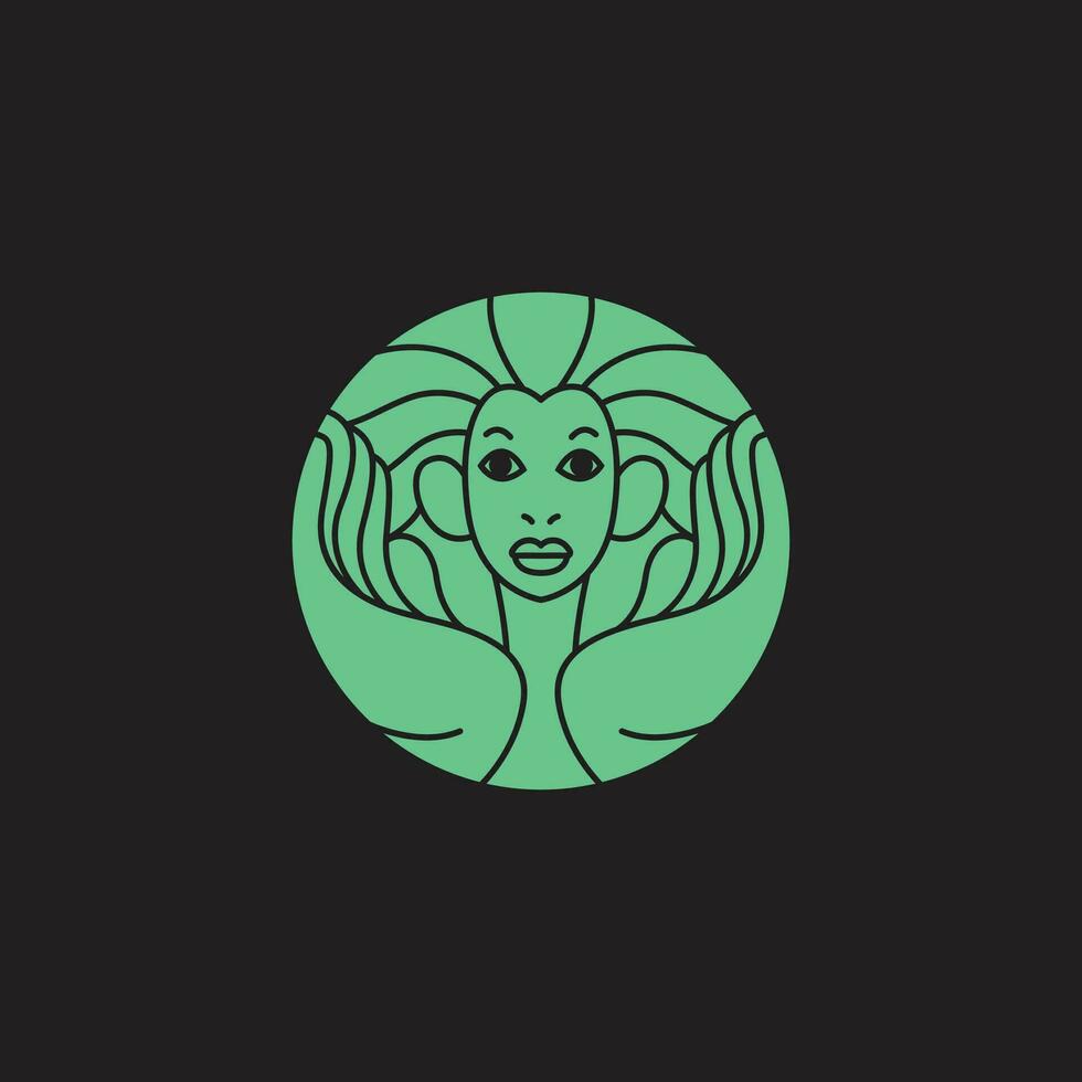 a praying goddess logo, with modern and simple and elegant vector