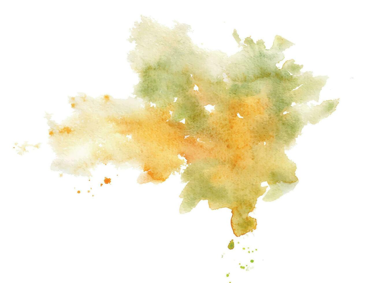 Hand drawn watercolor paint splash stain spatter spot yellow orange green colors. Illustration isolated object on white background. Shop logo, print, website, business card, booklet, background vector