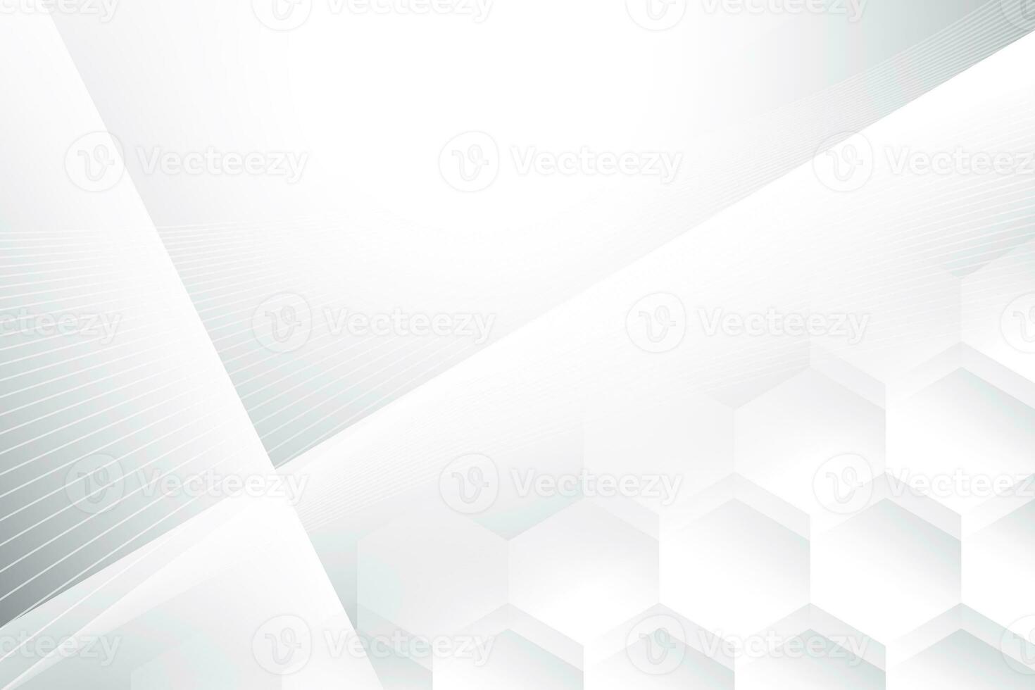 Abstract  white and gray color, modern design stripes background with geometric hexagonal shape, wavy line pattern. photo