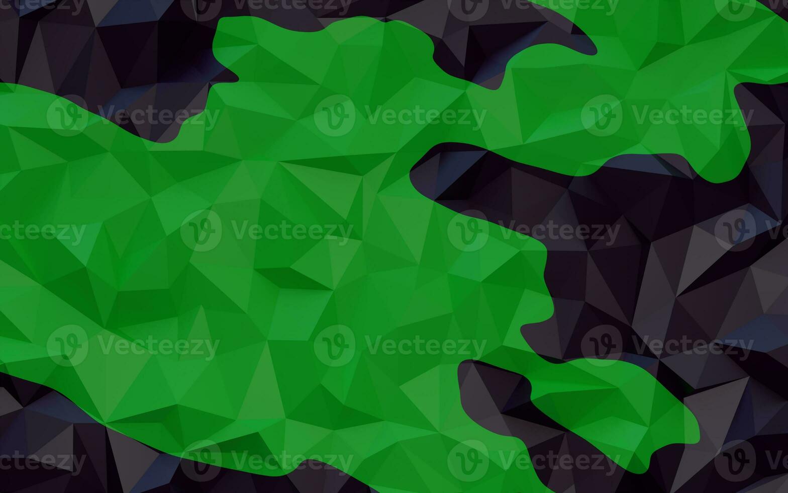 Abstract geometric green and black color background, polygon, low poly pattern. 3d render illustration photo