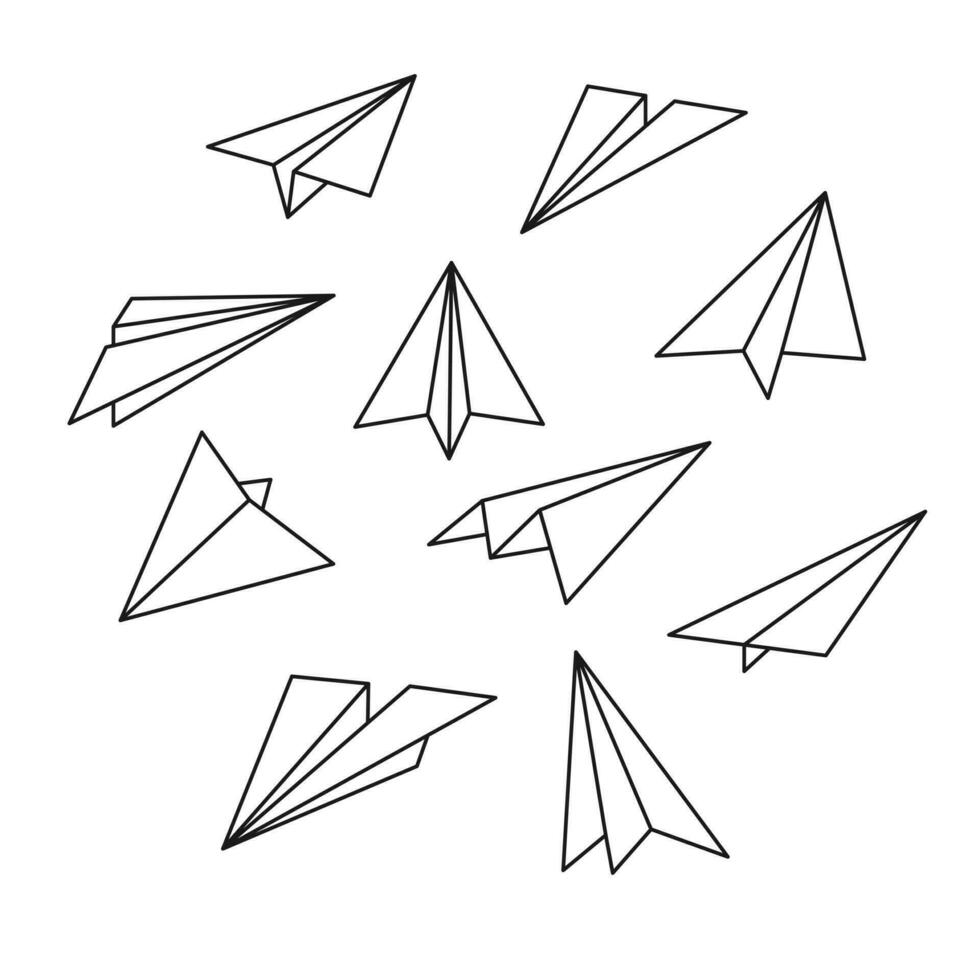 Vector set of paper airplane icon