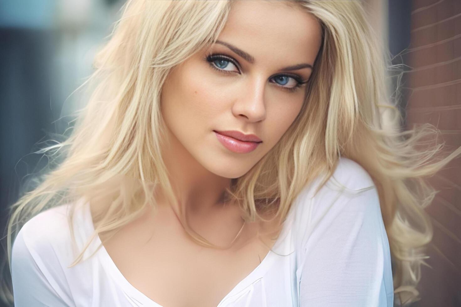 A woman with a white shirt photo