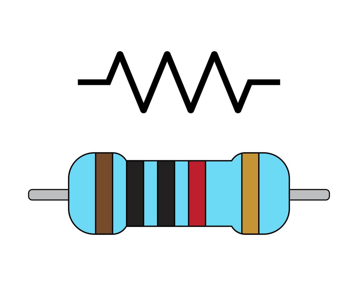 Metal Film Resistor and Symbol. Electronic Component. vector