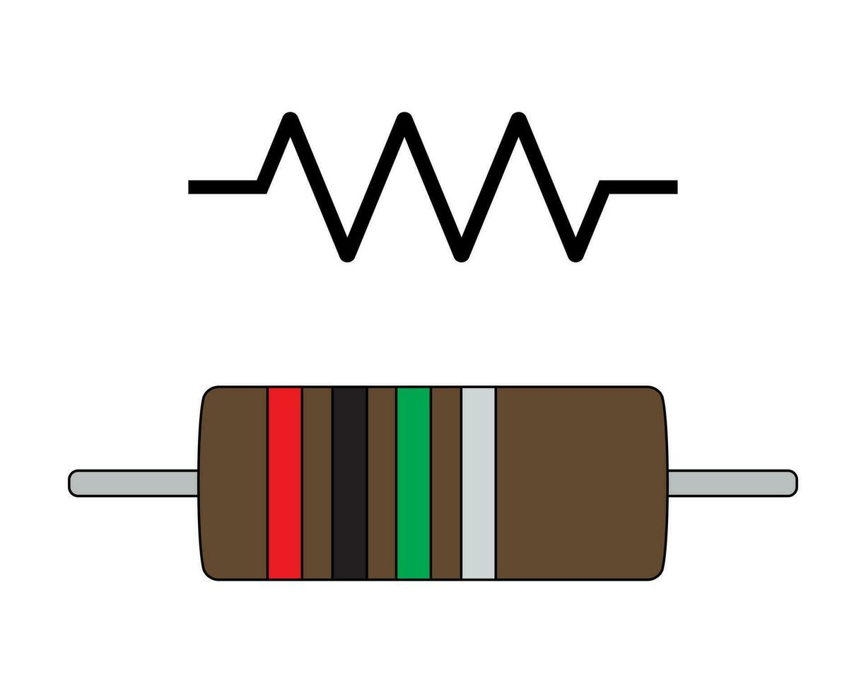 Carbon Composition Resistor and Symbol. Fixed Resistor. Electronic Component. vector