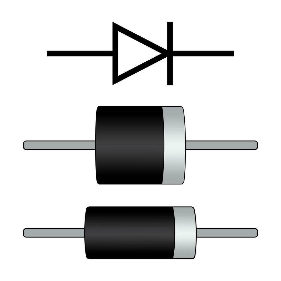 diodo y símbolo. rectificador diodo. electrónico componente. vector