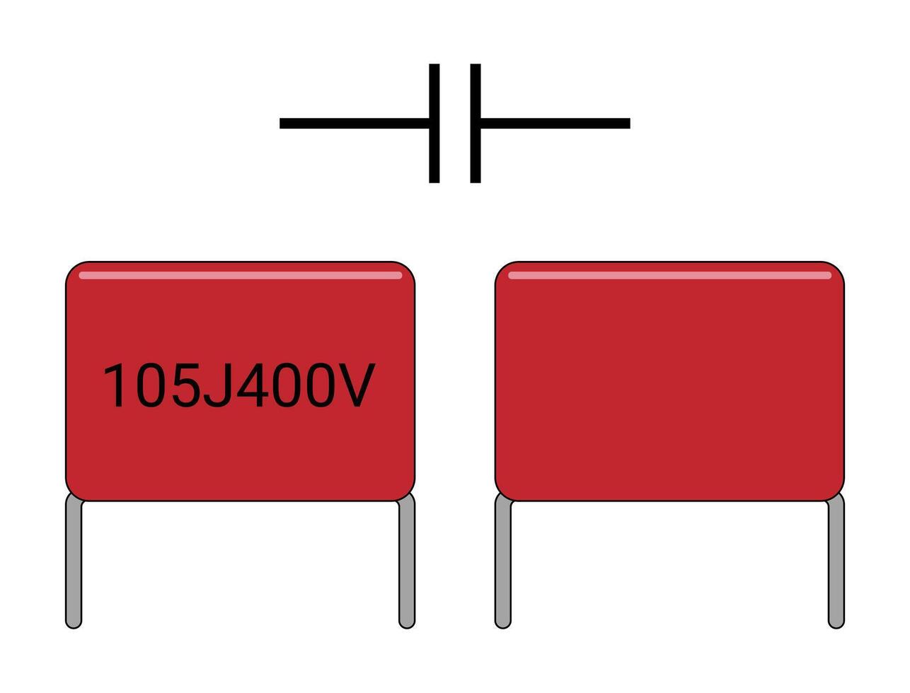 Polyester Film Capacitor and Symbol. Mylar Capacitor. Electronics Component. vector