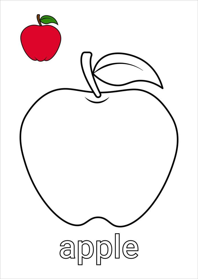 Apple Coloring Page for Kids vector