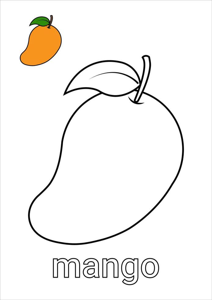 Mango Coloring Page for Kids vector