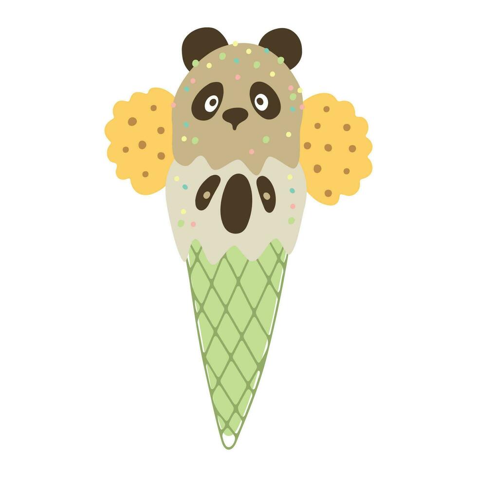 vector ilustraciones de linda animales hielo crema panda y coala.