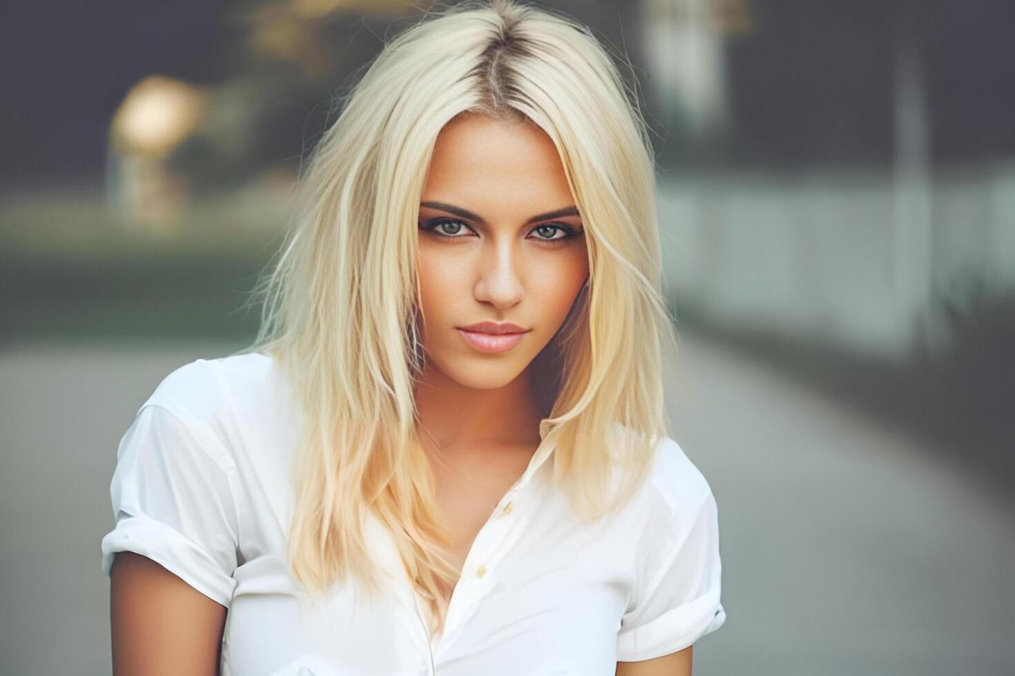 A woman with a white shirt photo