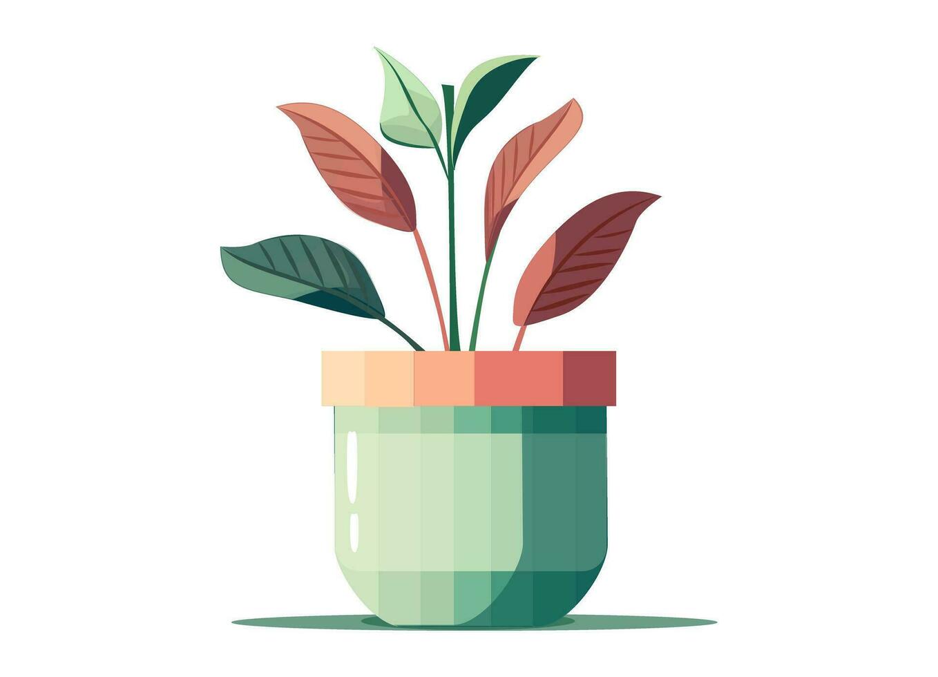 pot, house plants in vintage style on an isolated white background vector