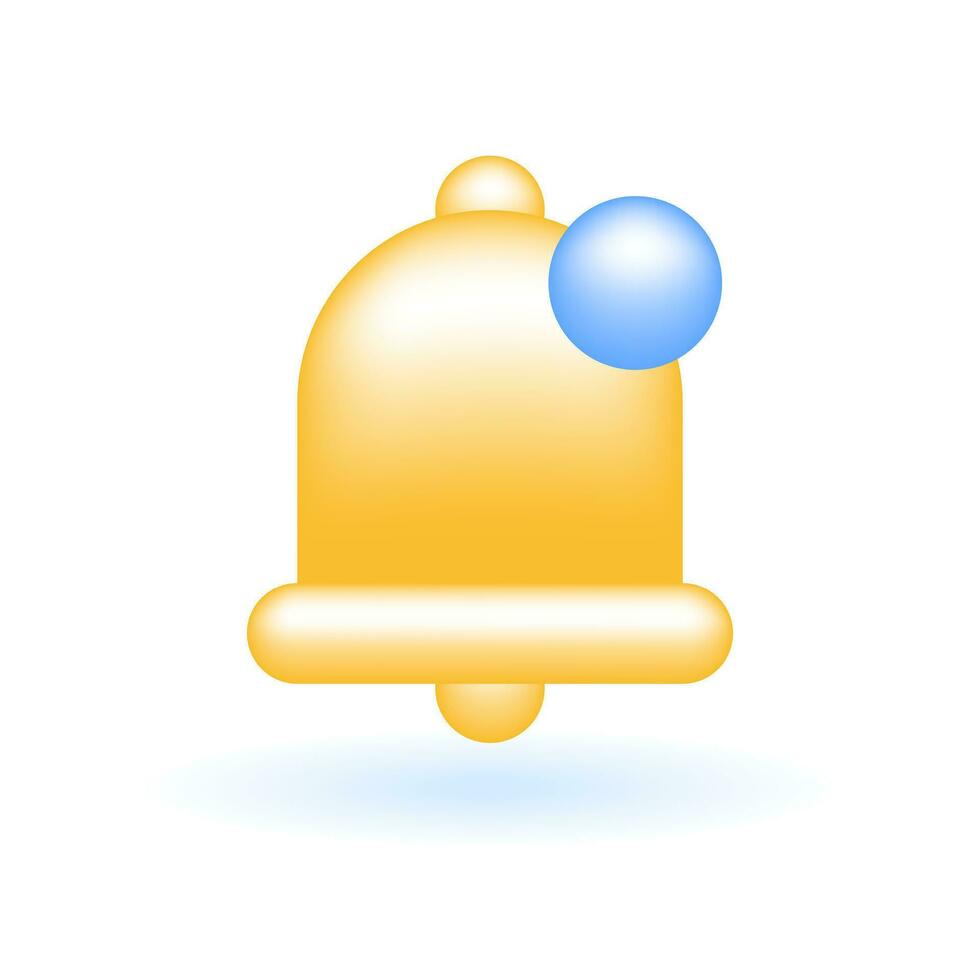 3D Notification Bell Inbox Message Icon. Social Media Network Concept. Glossy Glass Plastic Pastel Color. Cute Realistic Cartoon Minimal Style. 3D Render Vector Icon UX UI Isolated Illustration.