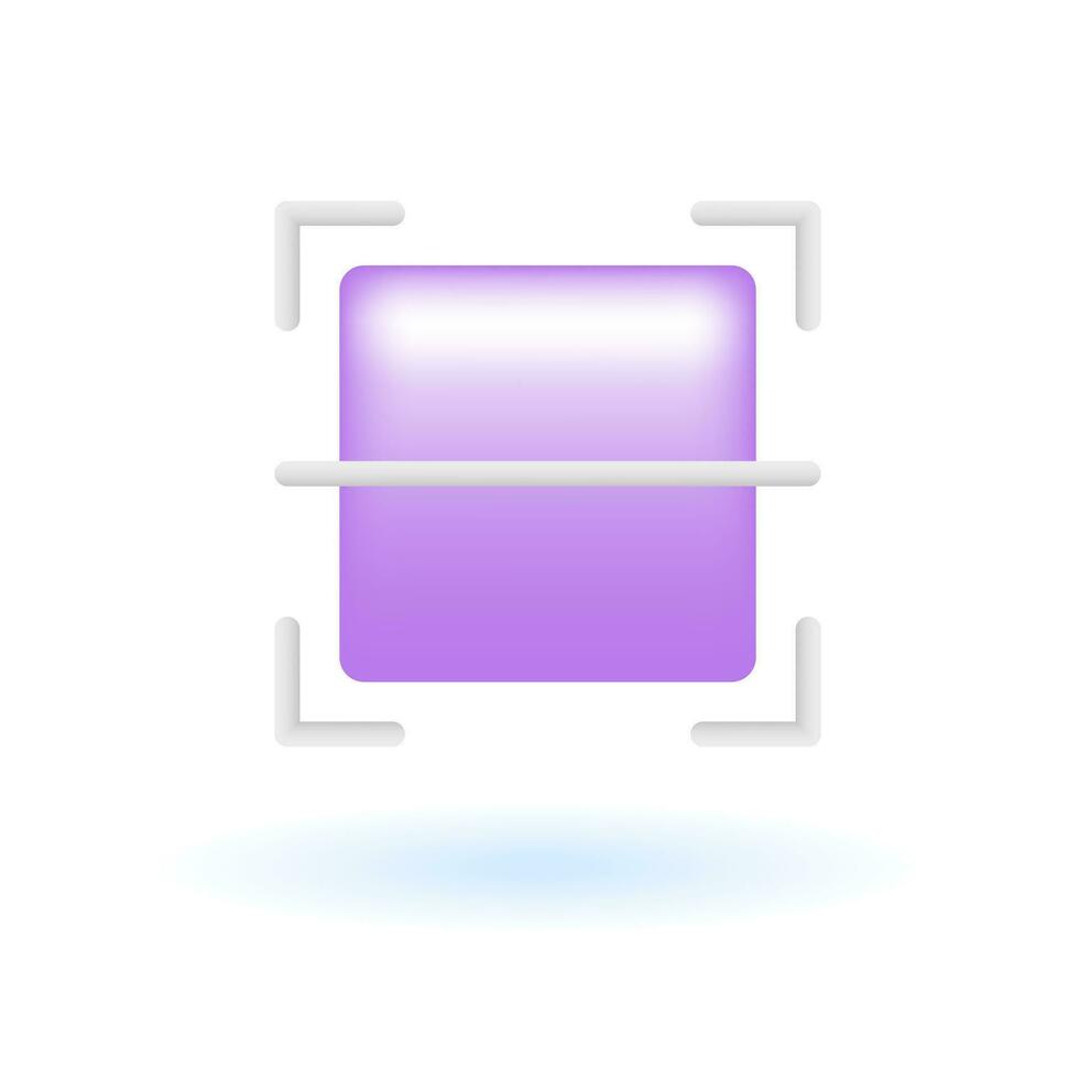 3D Scan Scanning Payment QR Barcode Icon. Online Shopping Financial Concept. Glossy Glass