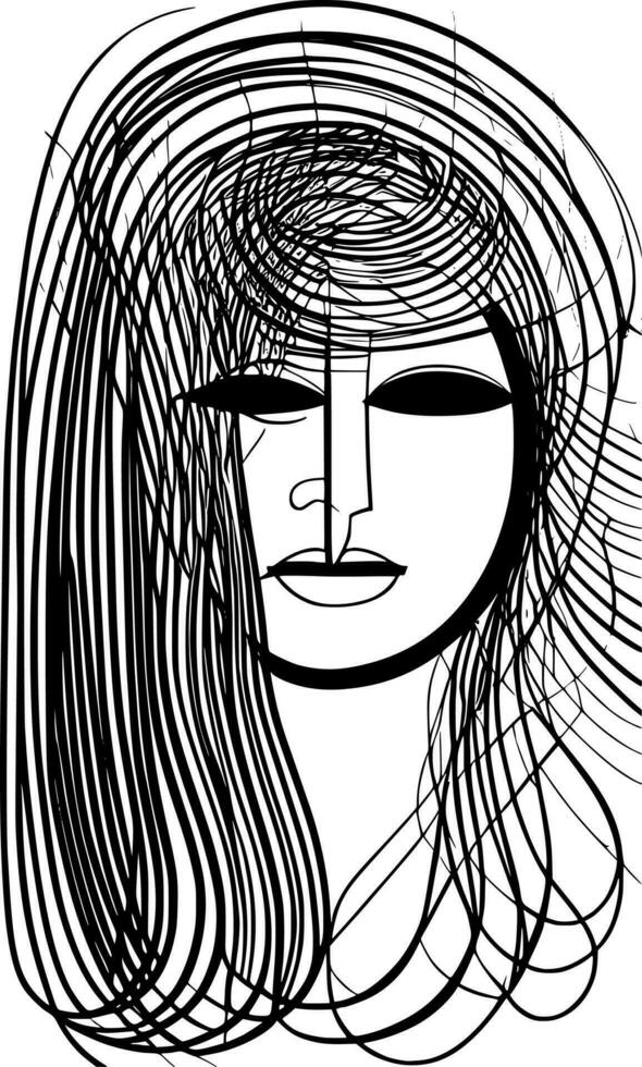 line art of face cartoon vector