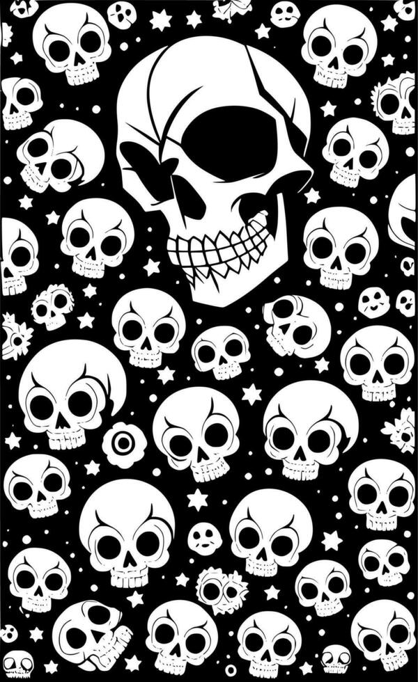 negro calaveras dibujos animados vector