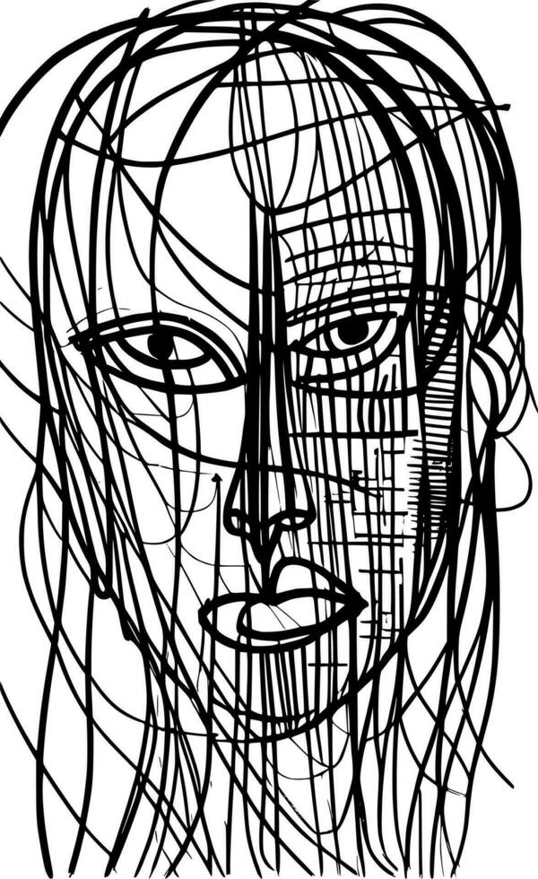 line art of face cartoon vector