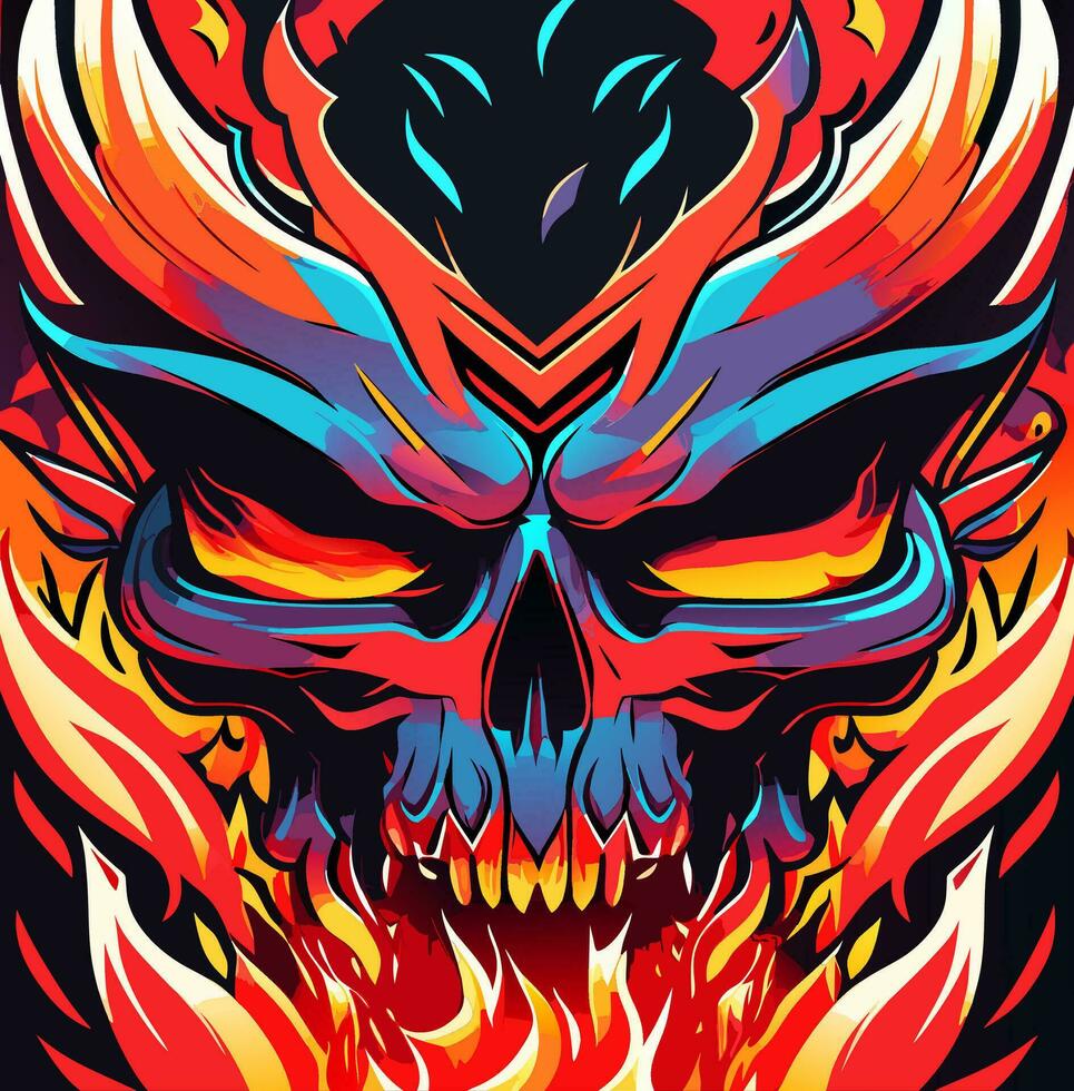 evil face monster cartoon vector