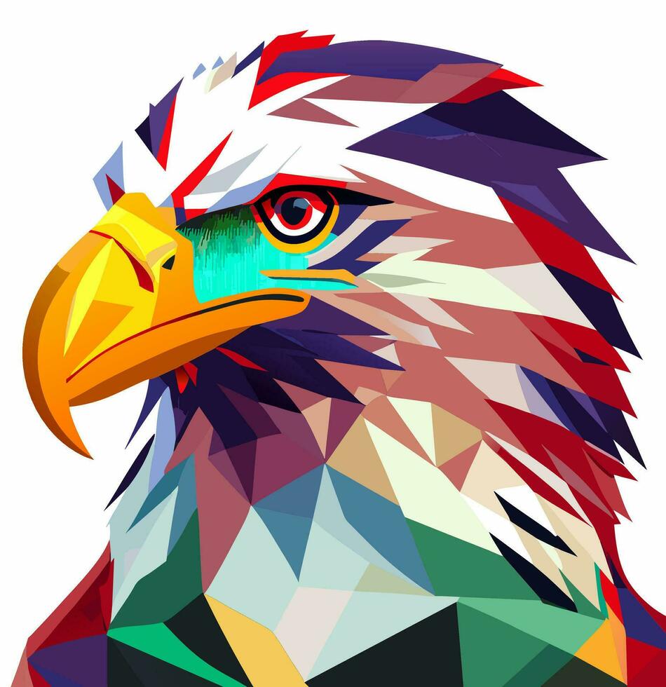 Low poly poster with eagle. Vector illustration.