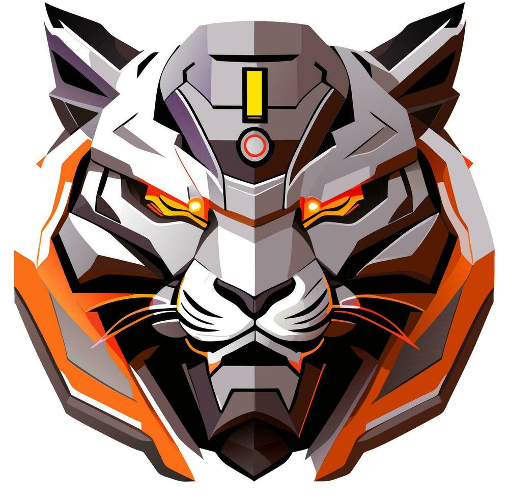 Tigre robot dibujos animados vector