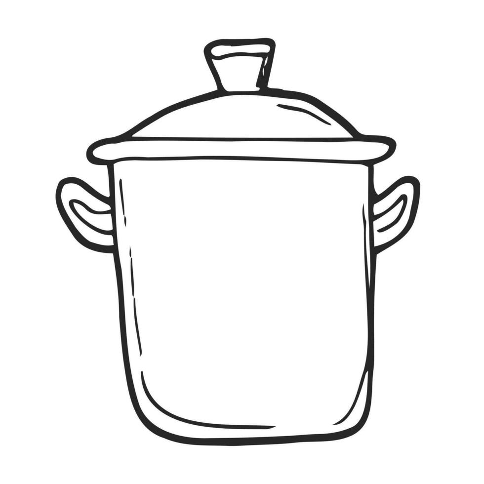 Doodle saucepan icon in vector. Hand drawn saucepan icon in vector