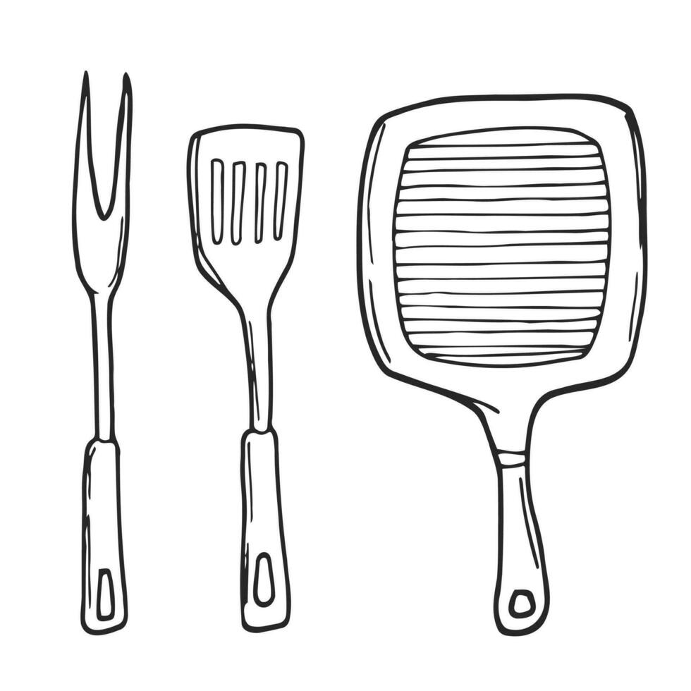 vector ilustración de A la parrilla pan para cocinando, batería de cocina, cocina utensilio, fritura pan ilustración en sólido antecedentes