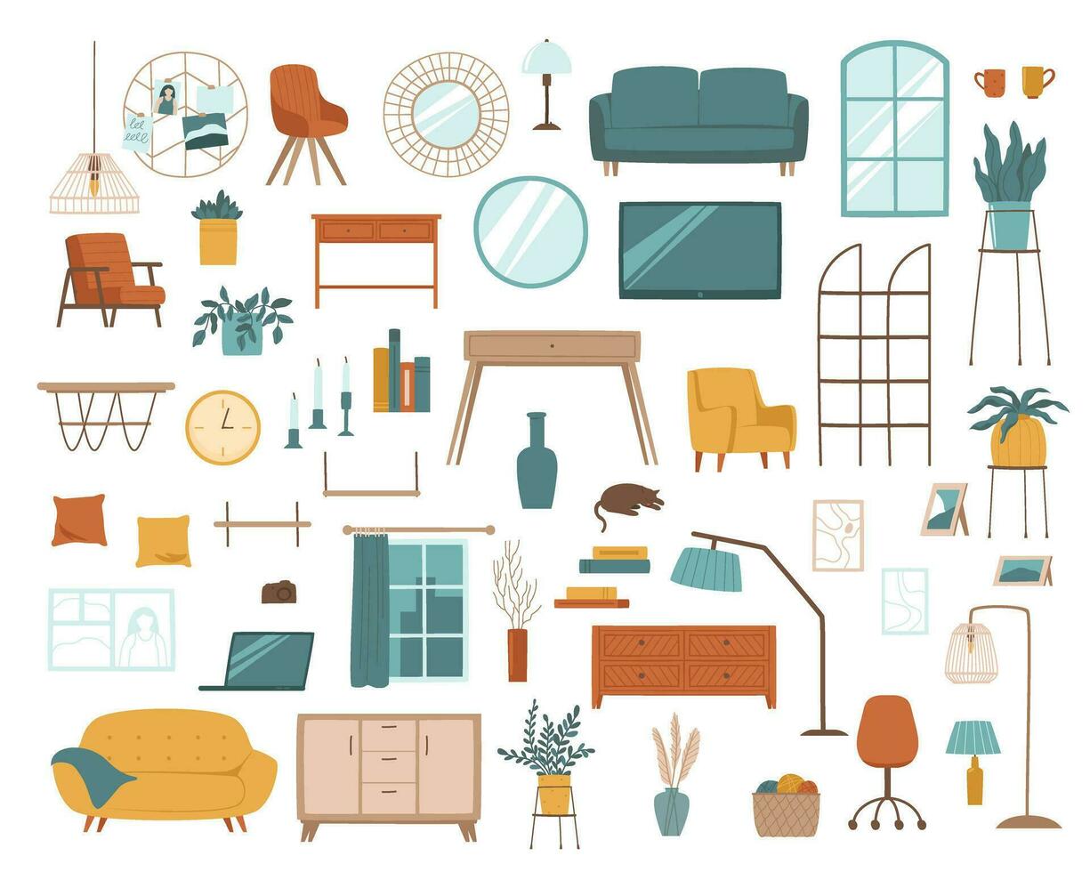 A set of furniture for the living room and office vector