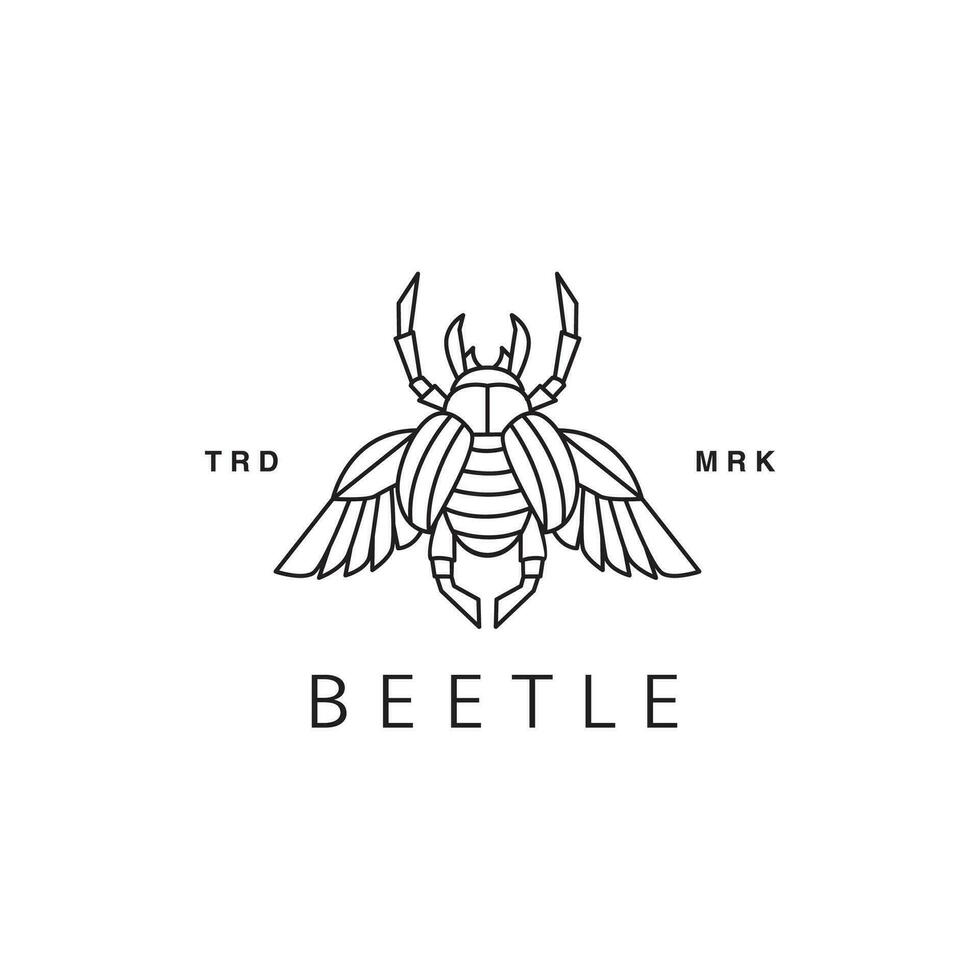 beetle logo illustration vintage icon for cafe with monoline concept vector