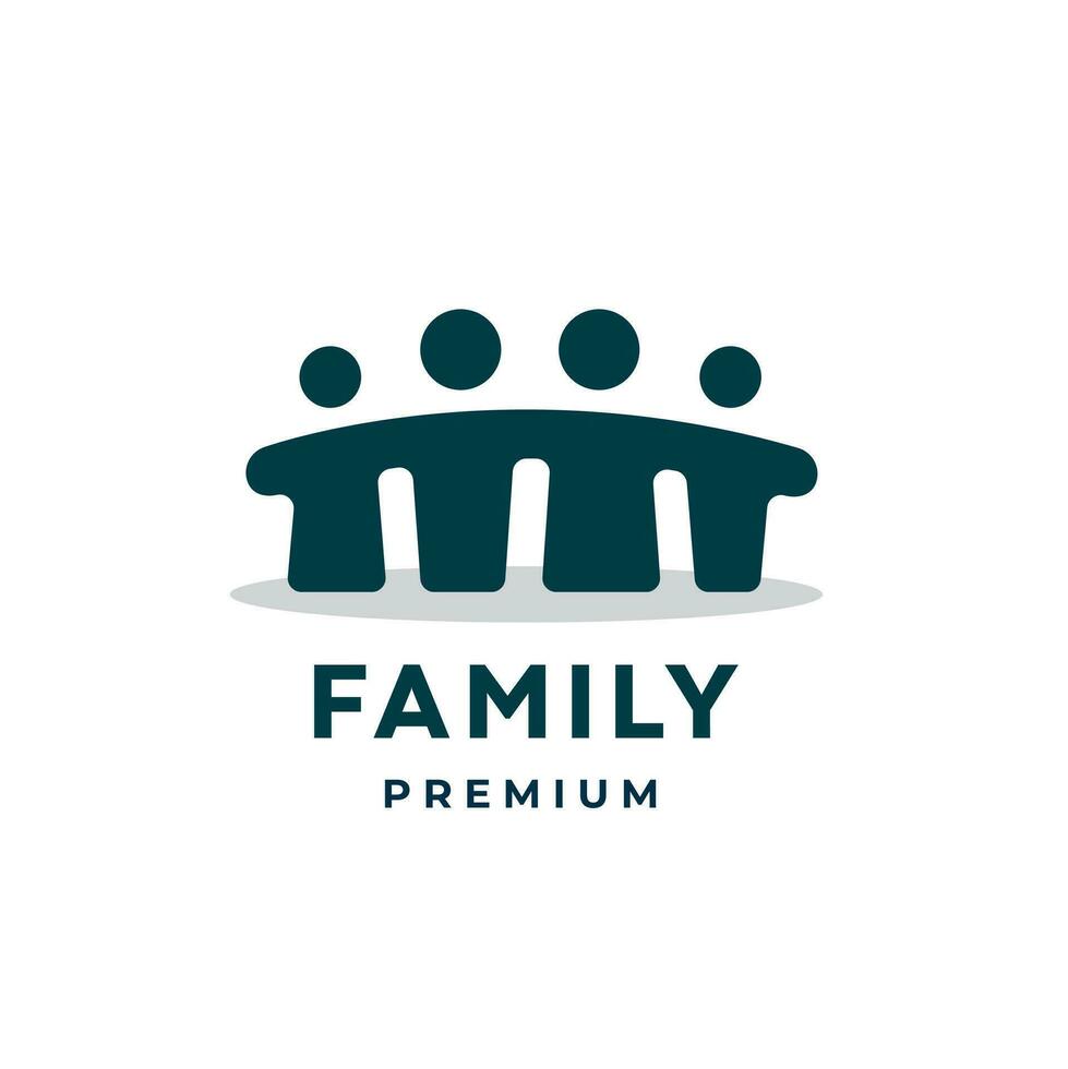 bridge of stone family people together human unity logo vector icon