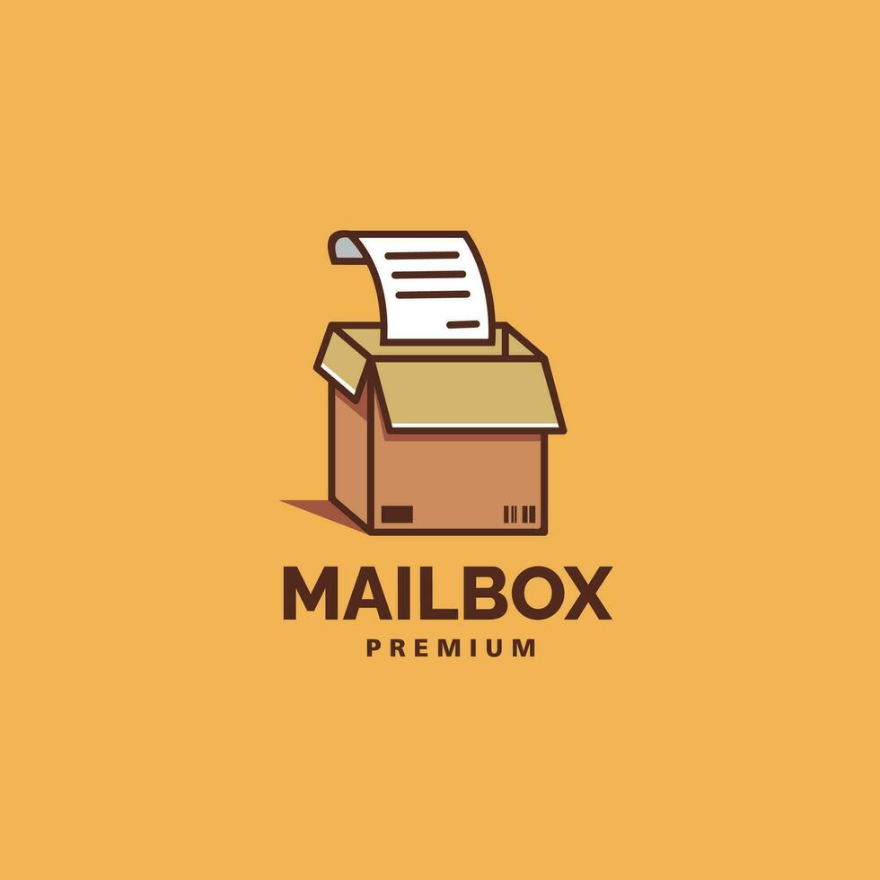 cardboard mailbox logo template vector icon with paper