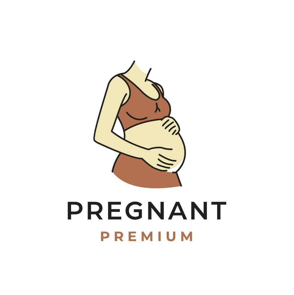 pregnant woman logo vector icon illustration pregnant woman holding belly