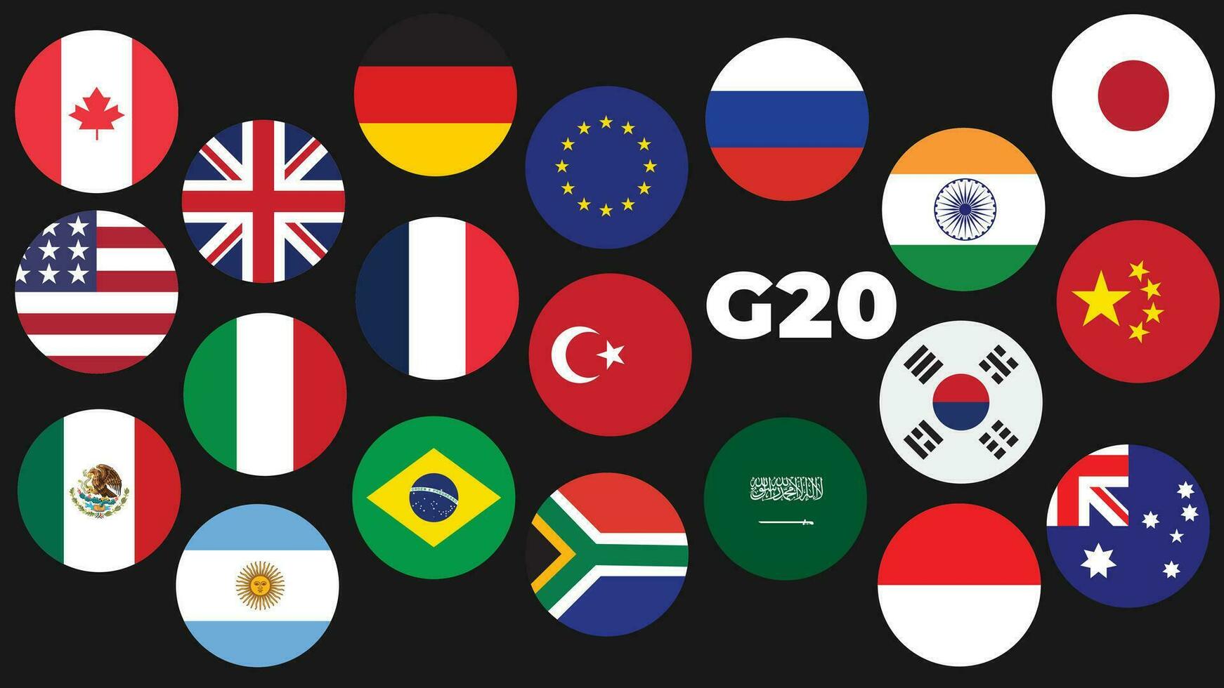 Country Balls of G20 Countries vector