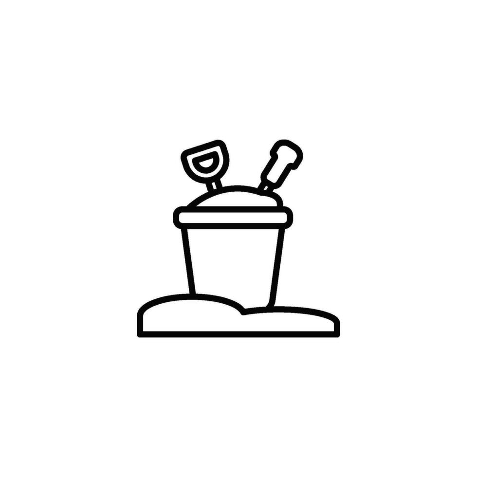 Sand bucket and shovel icon. Flat color design. Vector illustration.