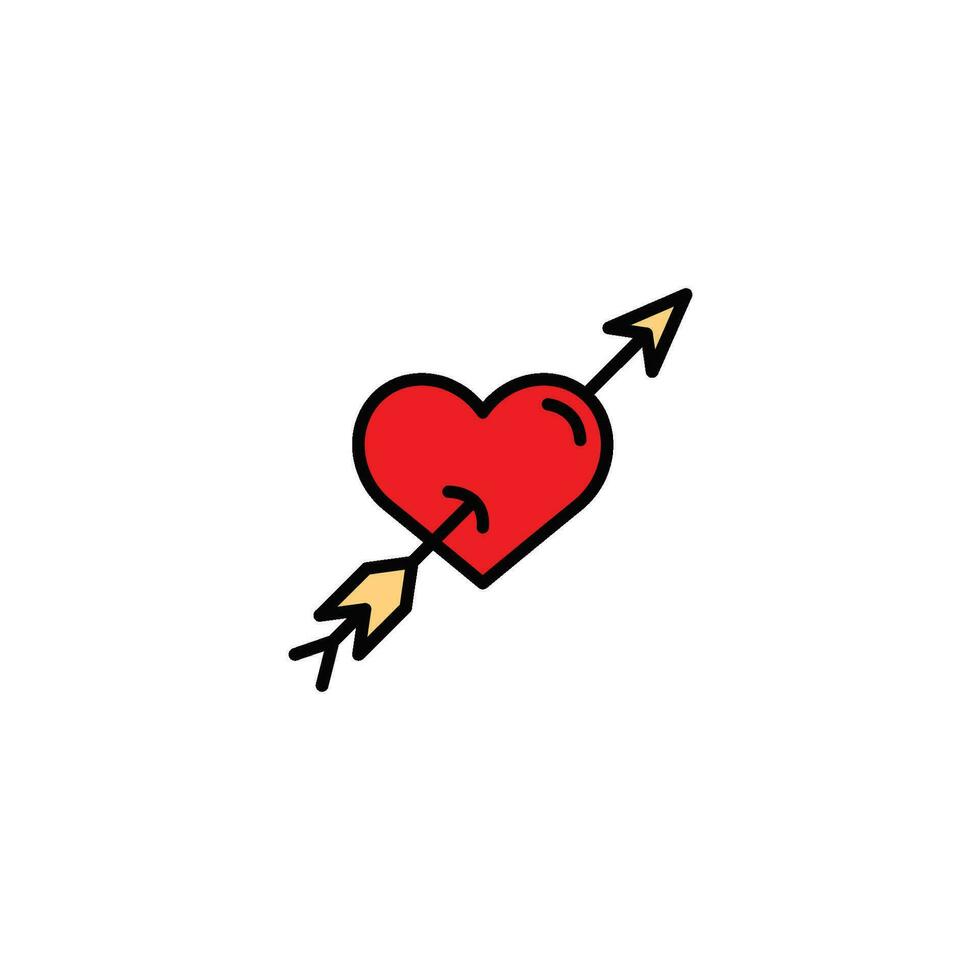 Heart with arrow icon. Love symbol. Simple flat vector illustration.