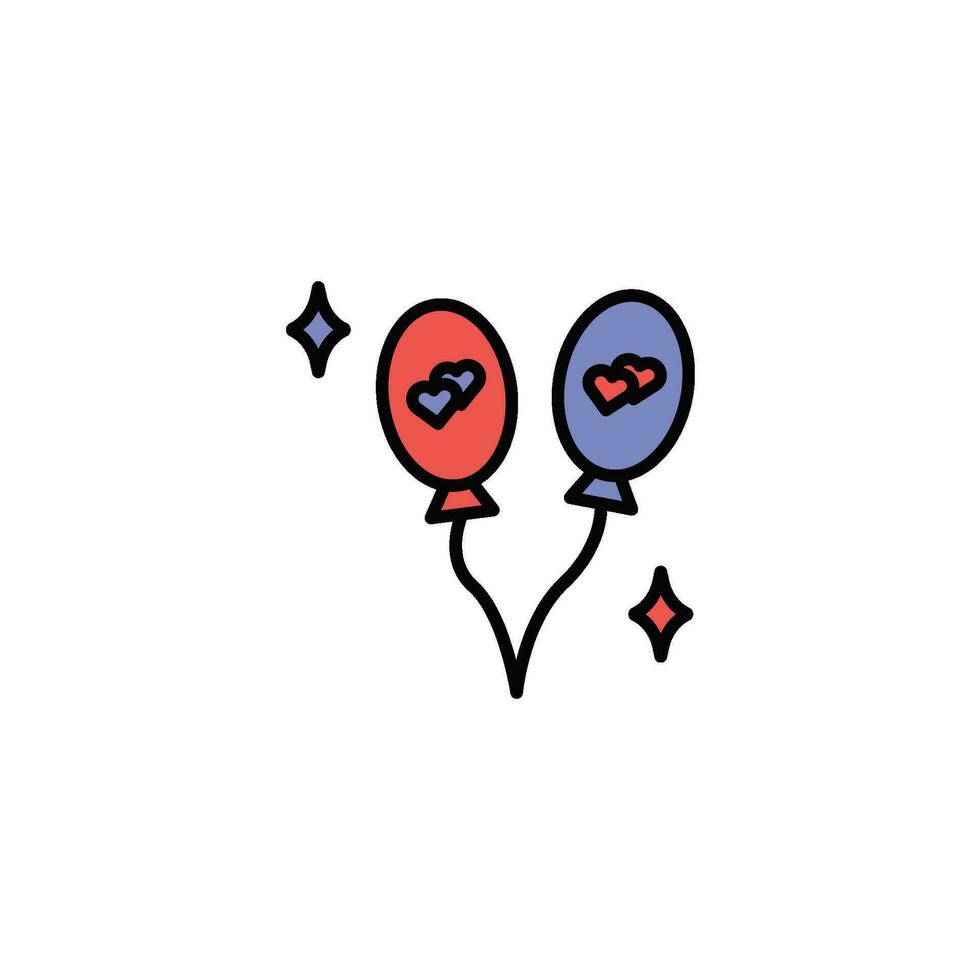globos con corazones vector icono. cumpleaños fiesta, enamorado día símbolo.