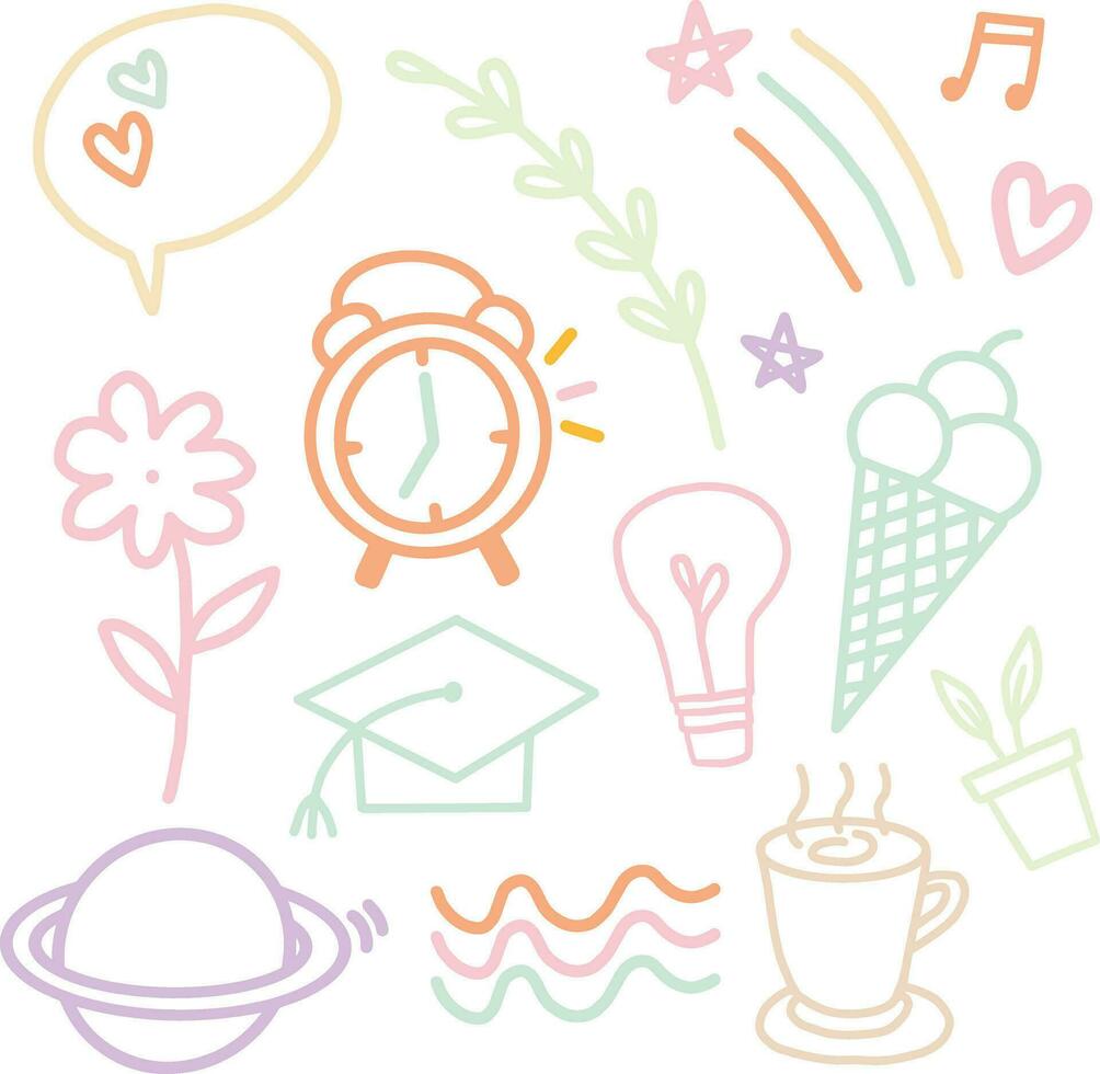 Pastel Lifestyle Elements Hand Drawn Doodle vector
