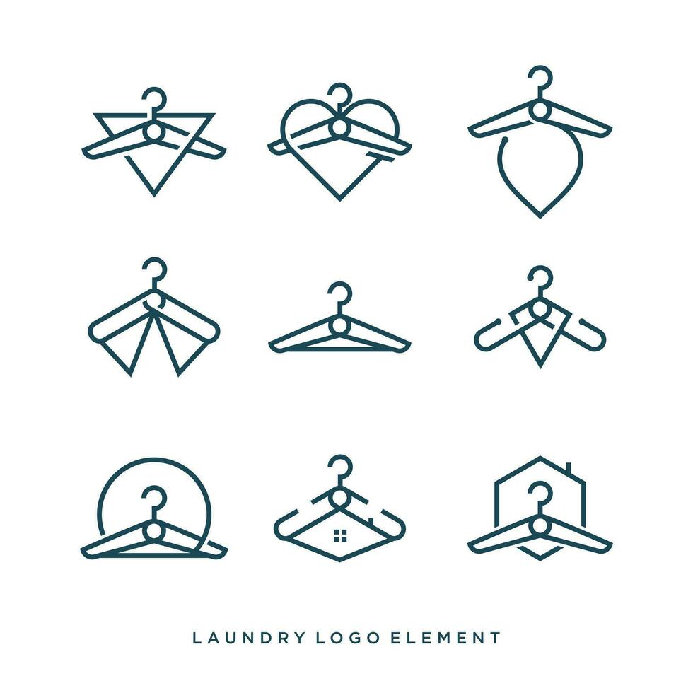 Set of laundry logo design element with simple idea vector