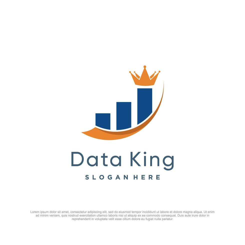 Data chart with crown logo vector concept design