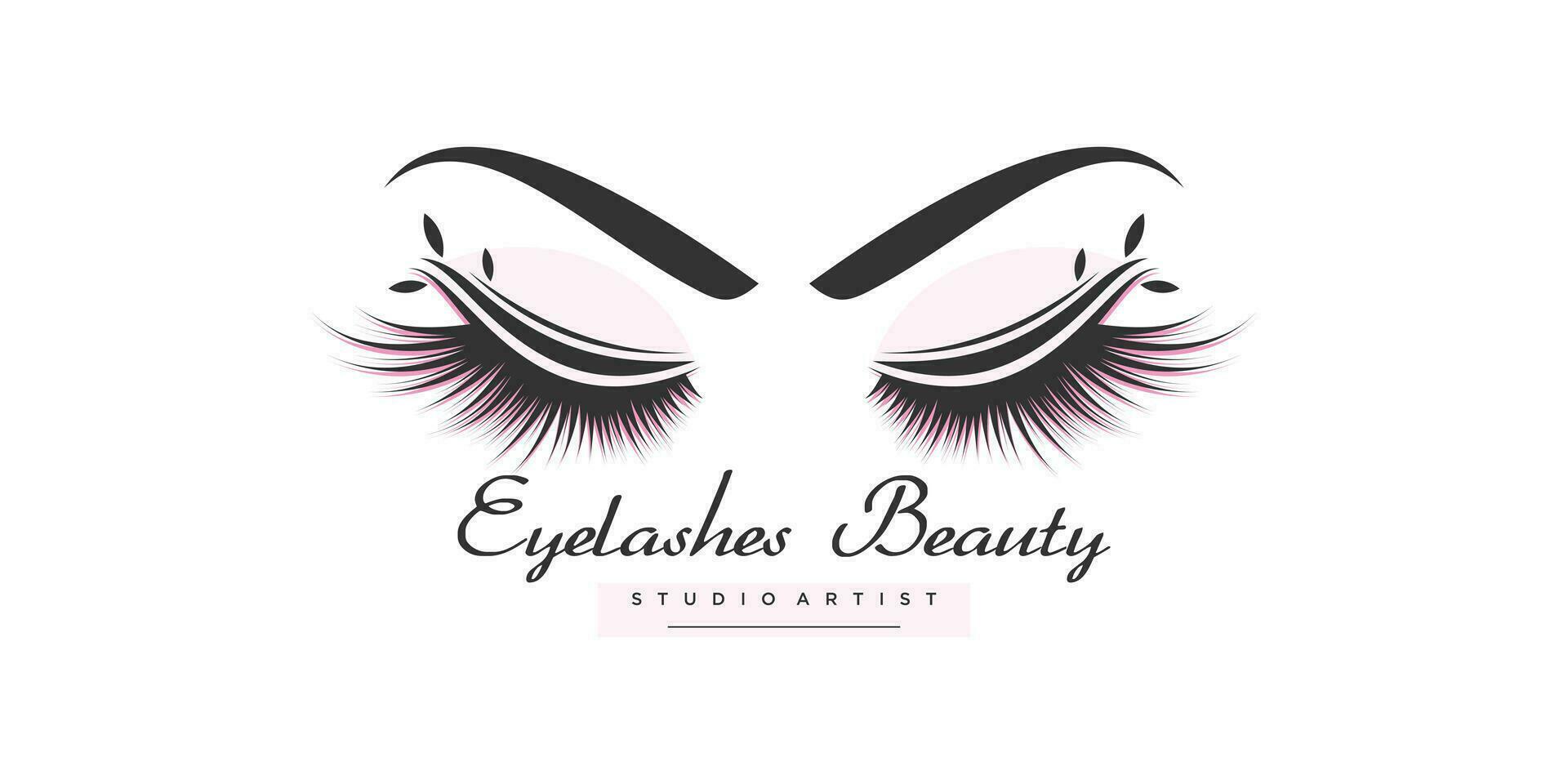 Eyelashes logo design collection with modern beauty concept vector