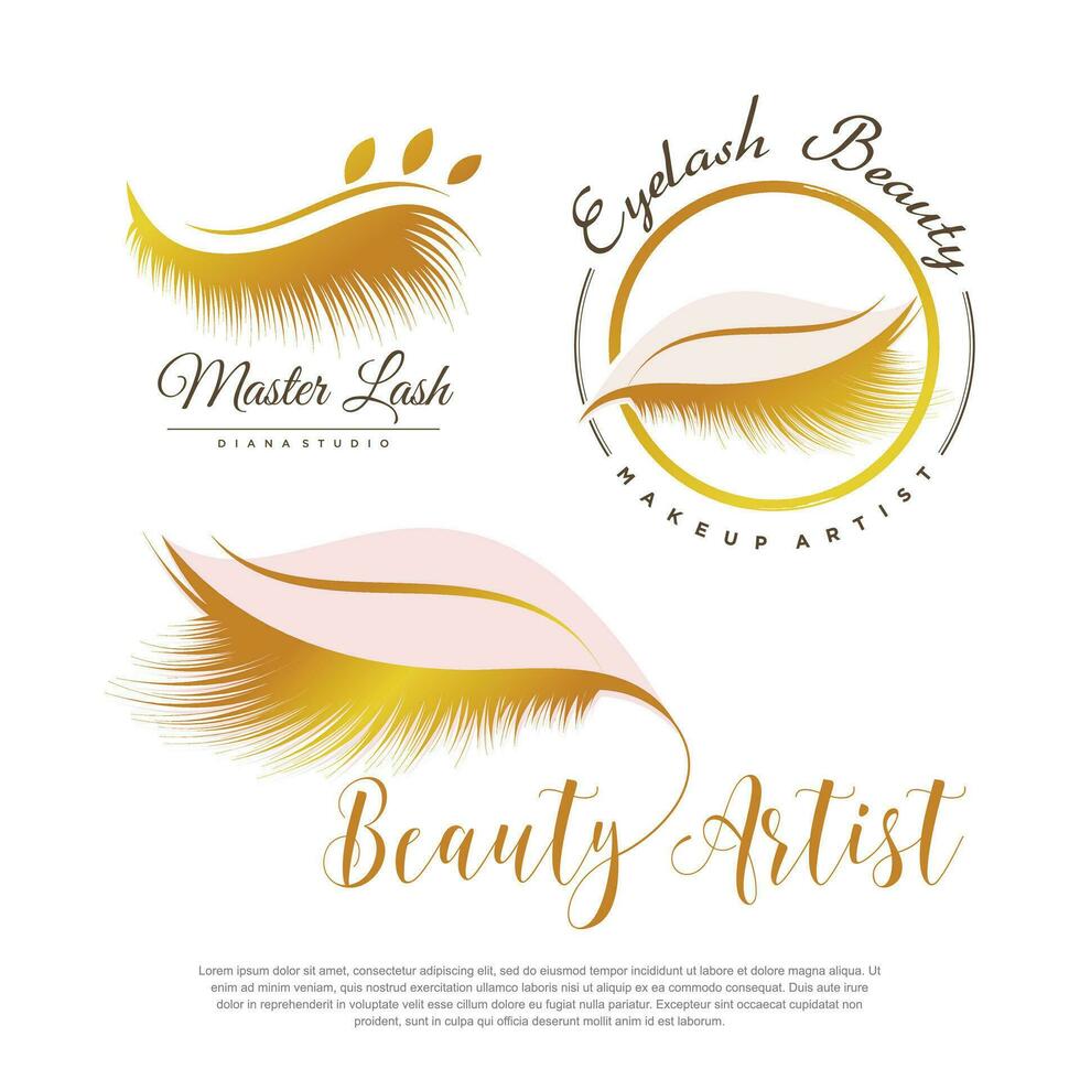 pestañas logo diseño colección con moderno belleza concepto vector