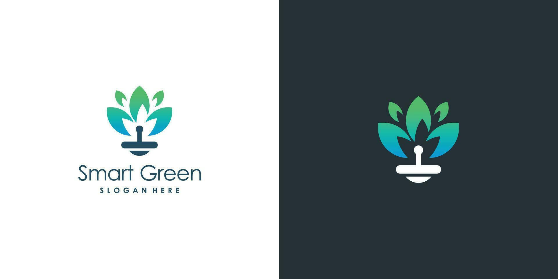 inteligente verde logo diseño colección con naturaleza concepto vector