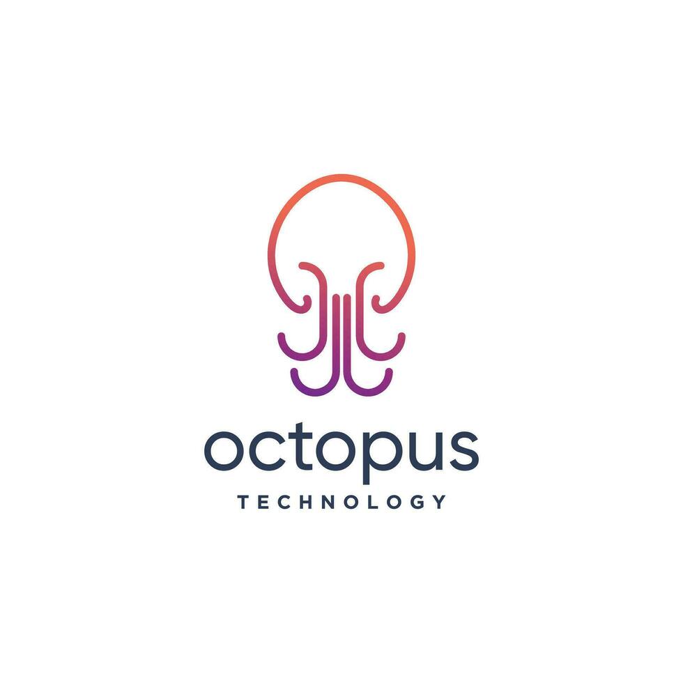 Octopus logo design vector with technology style